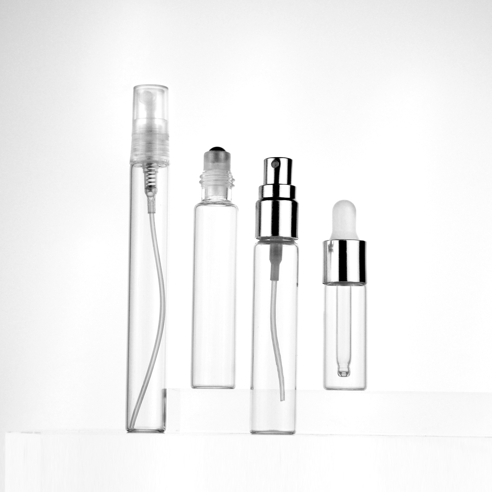 Reusable Pull Tube Bottle Aluminum Ring Essential Oil Perfume Glass Bottle Travel Small Sample Glass Oil Dropper Bottle