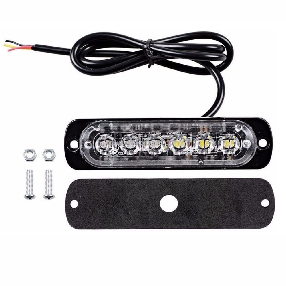 LED Emergency Strobe Lights 6 LED Strobe Warn Emergency Flashing Light Caution Construction Light Bar For Vehicle Surface Mount