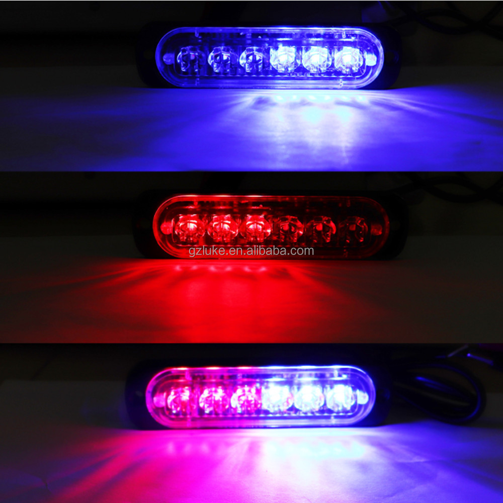 LED Emergency Strobe Lights 6 LED Strobe Warn Emergency Flashing Light Caution Construction Light Bar For Vehicle Surface Mount