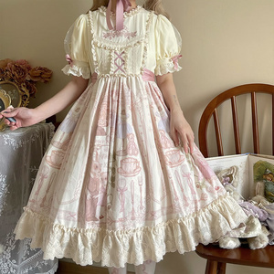 Dress sweet lolita  manufacturers lolita tea party OP Original design lolita doll lace print dress