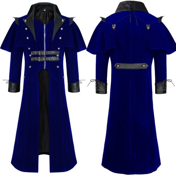 Men's Medieval Steampunk Castle Vampire Devil Red Coat Cosplay Costume