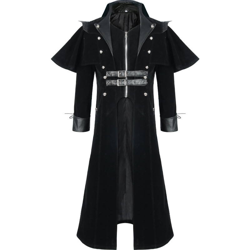 Men's Medieval Steampunk Castle Vampire Devil Red Coat Cosplay Costume