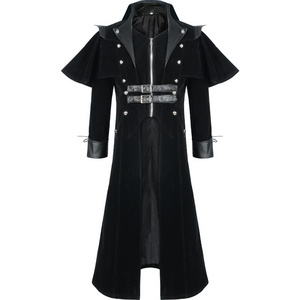 Men's Medieval Steampunk Castle Vampire Devil Red Coat Cosplay Costume