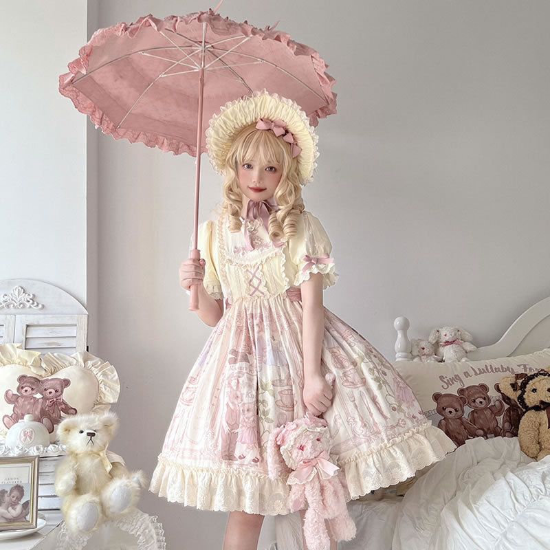 Dress sweet lolita  manufacturers lolita tea party OP Original design lolita doll lace print dress