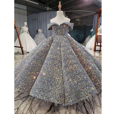 Children's catwalk  Princess dress pooper yarn high-end foreign style small host piano performance sequined children's dress