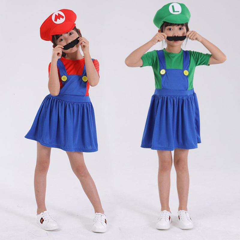 2022 Halloween super mario bros cosplay costume Luigi dress Cartoon Mario Christmas kids cosplay performance uniform