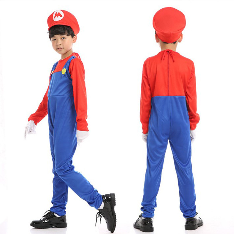 2022 Halloween super mario bros cosplay costume Luigi dress Cartoon Mario Christmas kids cosplay performance uniform