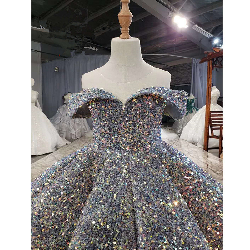 Children's catwalk  Princess dress pooper yarn high-end foreign style small host piano performance sequined children's dress