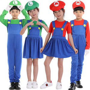 2022 Halloween super mario bros cosplay costume Luigi dress Cartoon Mario Christmas kids cosplay performance uniform