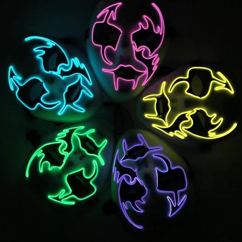 Christmas PVC scary dj purge party masks el wire led rave helmet cosplay prop bar masquerade neon masks