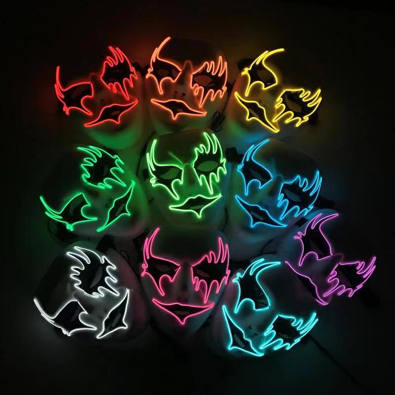 Christmas PVC scary dj purge party masks el wire led rave helmet cosplay prop bar masquerade neon masks