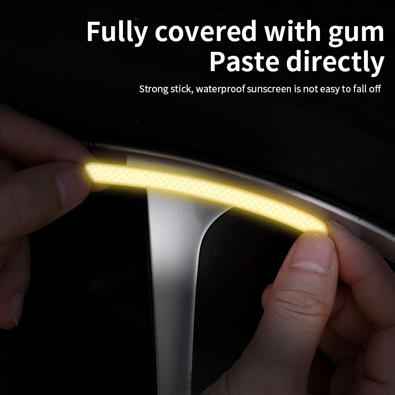 20pcs wheel hub decals reflective reflector strips tape rim stickers warning car wheel rim reflective stickers