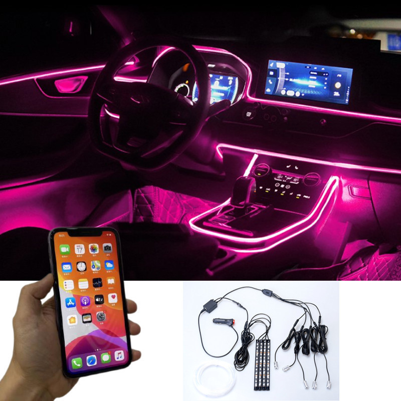 car accessories interior decorate atmosphere light 12V RGB LED fiber car led strips app ambient light in car