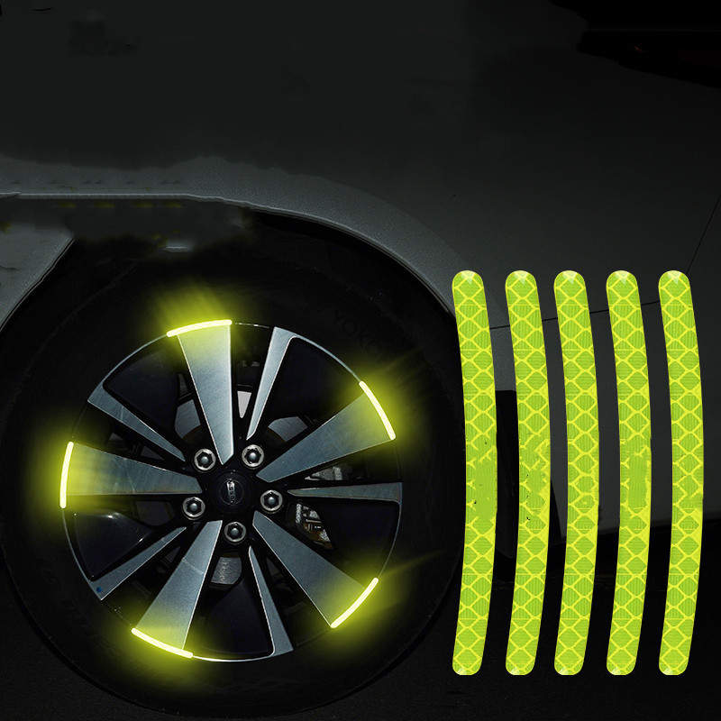 20pcs wheel hub decals reflective reflector strips tape rim stickers warning car wheel rim reflective stickers