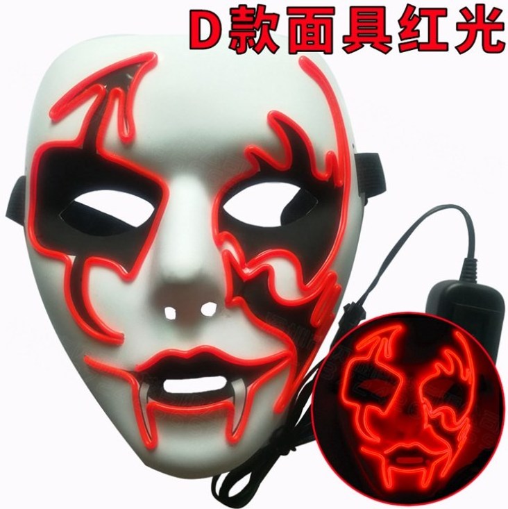 Christmas PVC scary dj purge party masks el wire led rave helmet cosplay prop bar masquerade neon masks