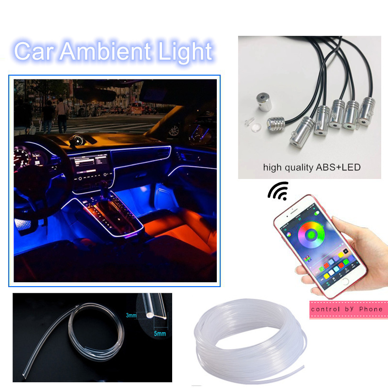 10 In 1 With 6 Meter Car Interior Atmosphere Light  Remote Control Indoor Color LED Ambient Lighting For Car Lights