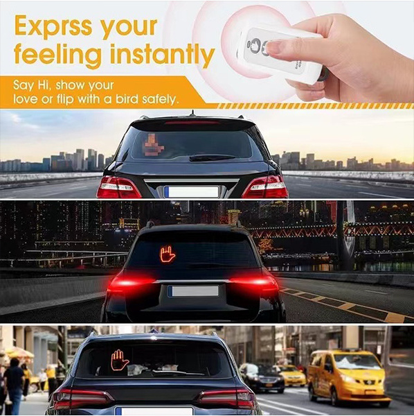 car decoration light Remote control cool car accessories Warning Brake Light flik middle finger led car light