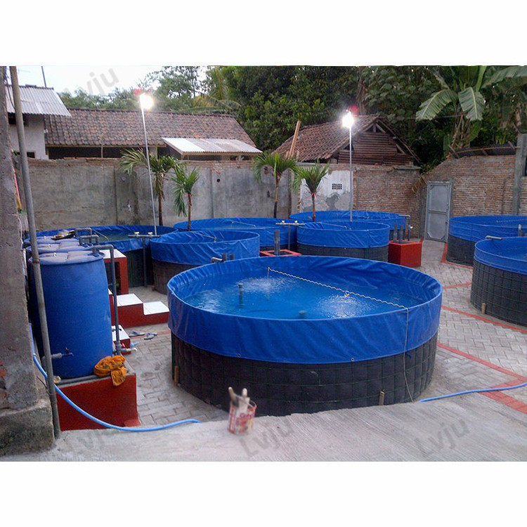 Lvju Custom Size 10000L Dia 3.4 x H 1.2m  Round Fish Ponds For Fish Farming