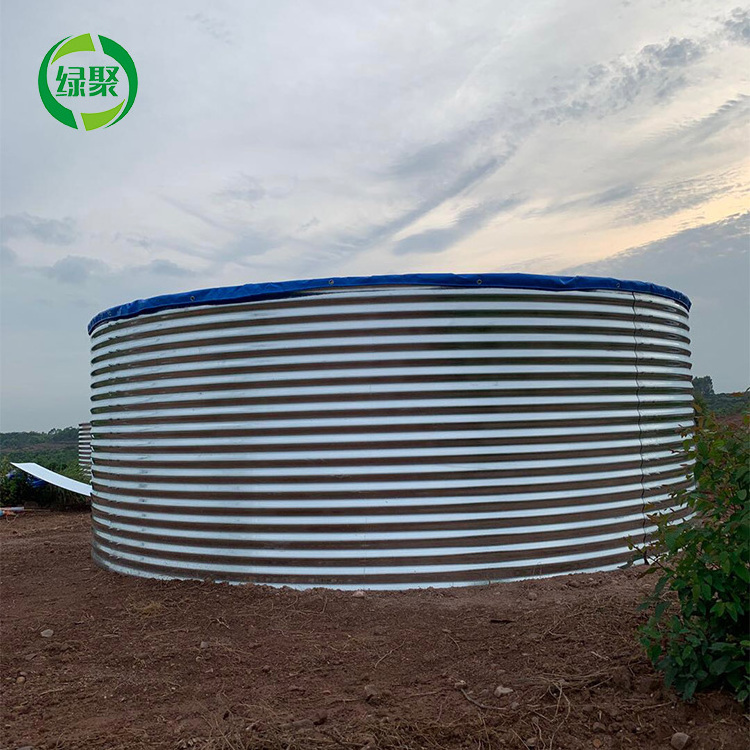 Lvju SGCC Steel Water Storage Tank Round Reservoir Stock Water Tank Pond Galvanized Biofloc Tank