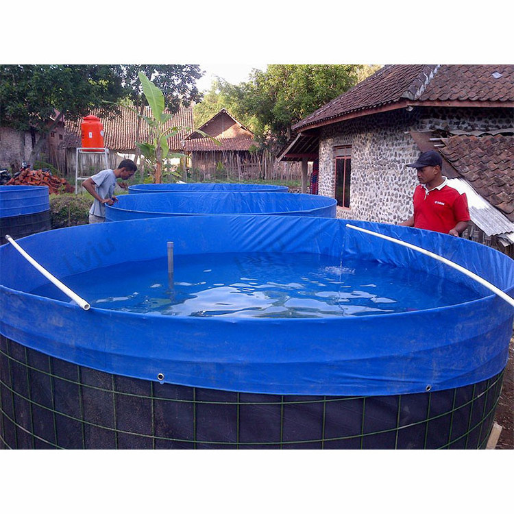 Lvju Custom Size 10000L Dia 3.4 x H 1.2m  Round Fish Ponds For Fish Farming