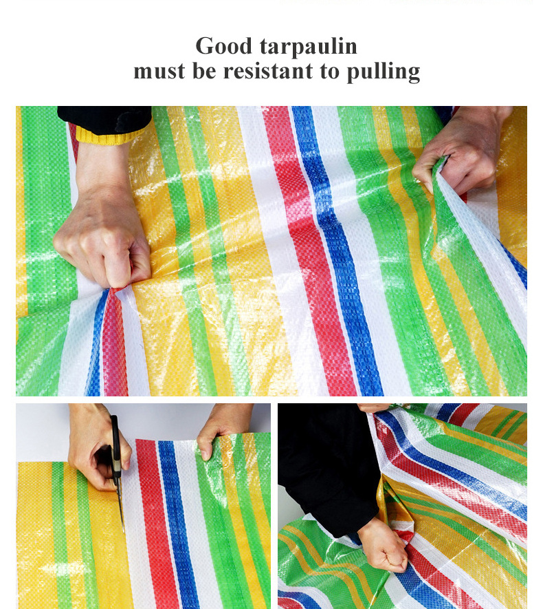 Waterproof 100g 115g Pe Tarpaulin Rainbow Color Stripe Tarp