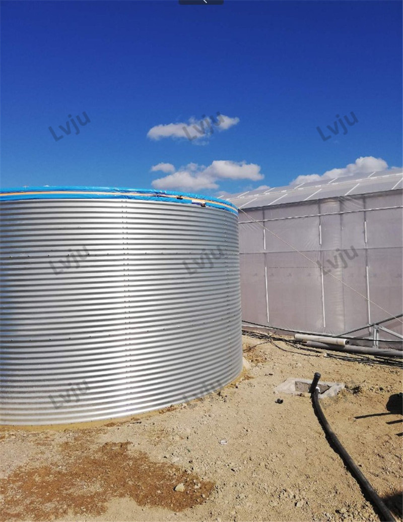 LVJU Custom Cistern Water Tank 10 m3 20 m3 Galvanized Round Water Pool Greenhouse Metal Farm Water Tank