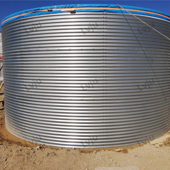 LVJU Custom Cistern Water Tank 10 m3 20 m3 Galvanized Round Water Pool Greenhouse Metal Farm Water Tank