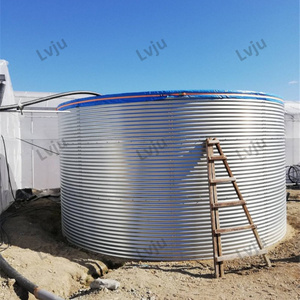 LVJU Custom Cistern Water Tank 10 m3 20 m3 Galvanized Round Water Pool Greenhouse Metal Farm Water Tank