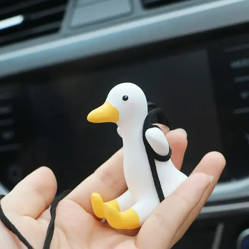 2023 Cute Swing Duck Car Pendant Interior Rearview Mirror Hanging Charms Ornament Resin Auto Decoration Car Accessories