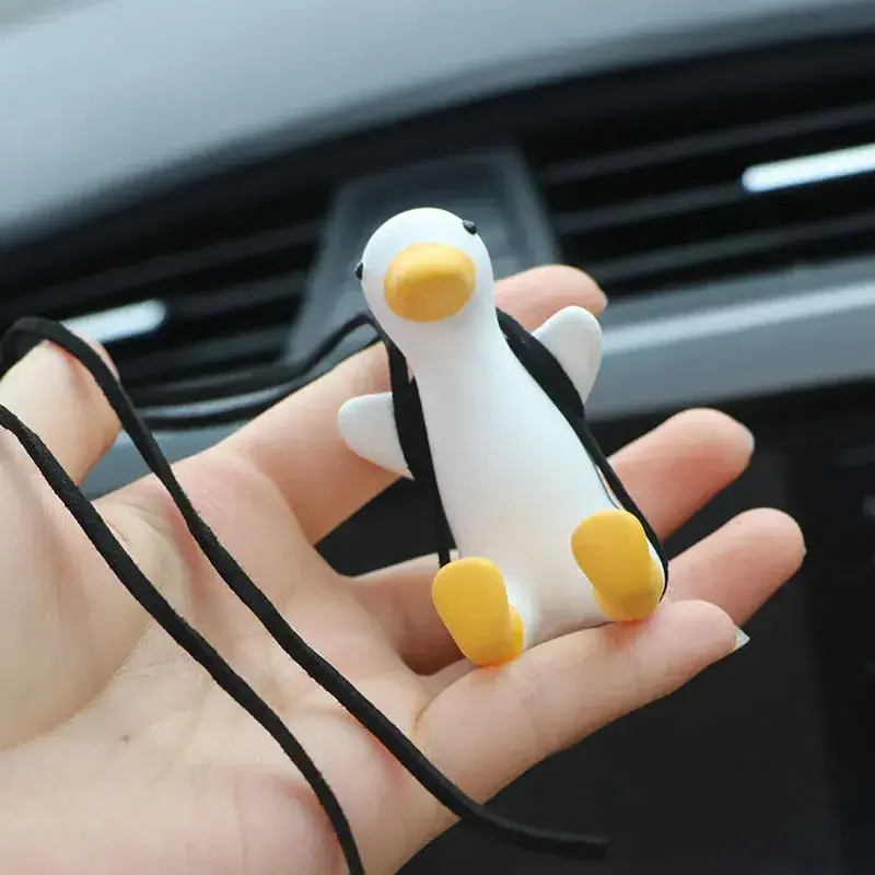 2023 Cute Swing Duck Car Pendant Interior Rearview Mirror Hanging Charms Ornament Resin Auto Decoration Car Accessories