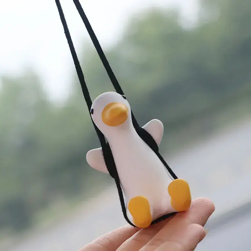 2023 Cute Swing Duck Car Pendant Interior Rearview Mirror Hanging Charms Ornament Resin Auto Decoration Car Accessories