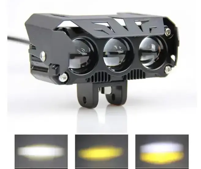 New 40W 60W Protective Cover White Yellow Lens Motorcycle LED Headlight with Cooling Fan