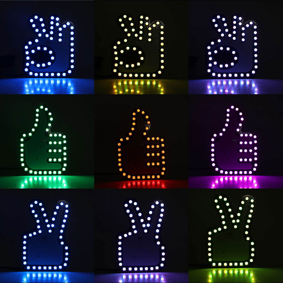 Remote Control Three Models Auto Car SUV Interior Rear Windshield LED Amber Middle Finger Warning Brake Gesture Light