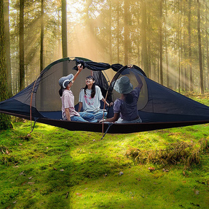 Camping Aerial Multi-person Large Hammock Folding Portable Mesh Netting Outdoor Fly Tent Family Hammock Triangle Tree Tent