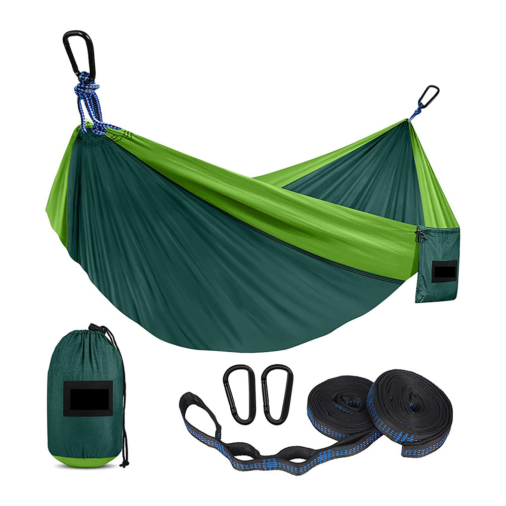 portable parachute nylon camping hammok with tree strap travel lay flat outdoor hammock