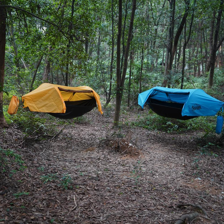 Portable  camping hammock tree tent double hammock with mosquito net and rain cover for outdoor camping