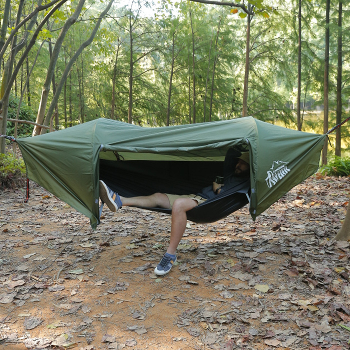 Portable  camping hammock tree tent double hammock with mosquito net and rain cover for outdoor camping