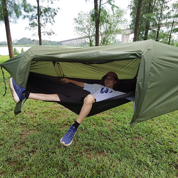 Traveler camping supplies hammock rainfly tarp Portable waterproof outdoor hammock with mosquito net