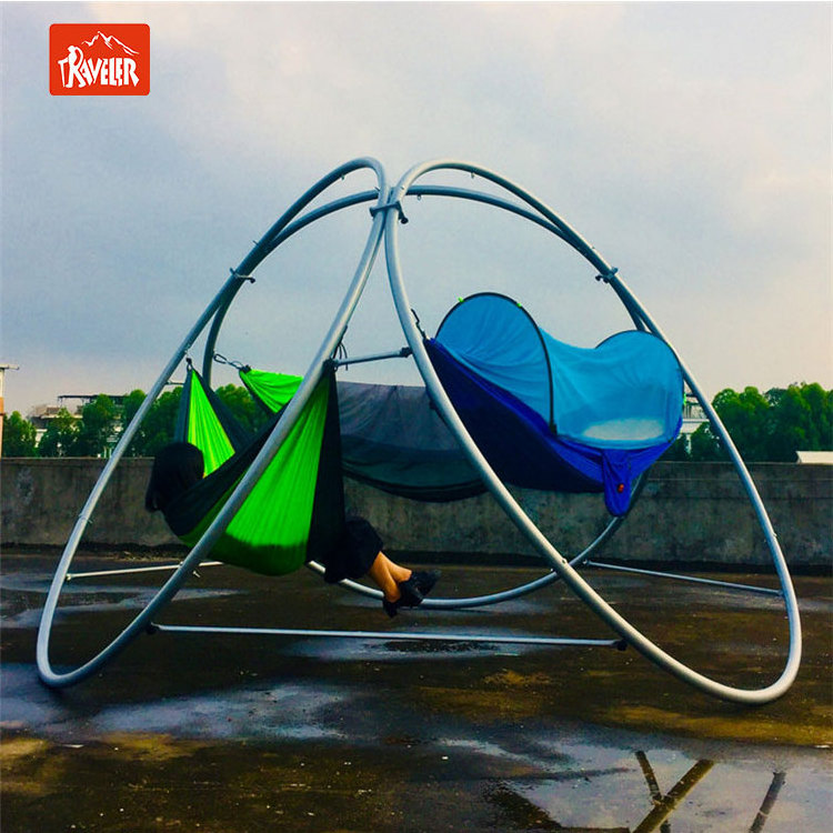 Heavy-duty stainless steel metal folding hammock with stand hammock with steel stand hammock swing chair with stand for adults