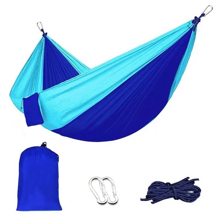 High quality outdoors boackpacking  parachute camping hammock nylon fabric foldable hiking hammock with st