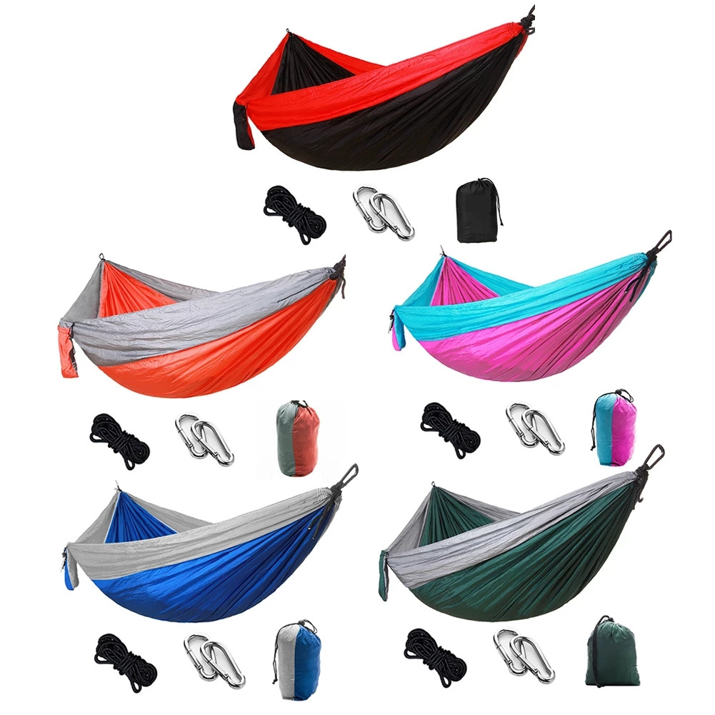 Parachute portable Nylon Camping hamaca Hammock with tree straps adjustable Cinch Buckle outdoor