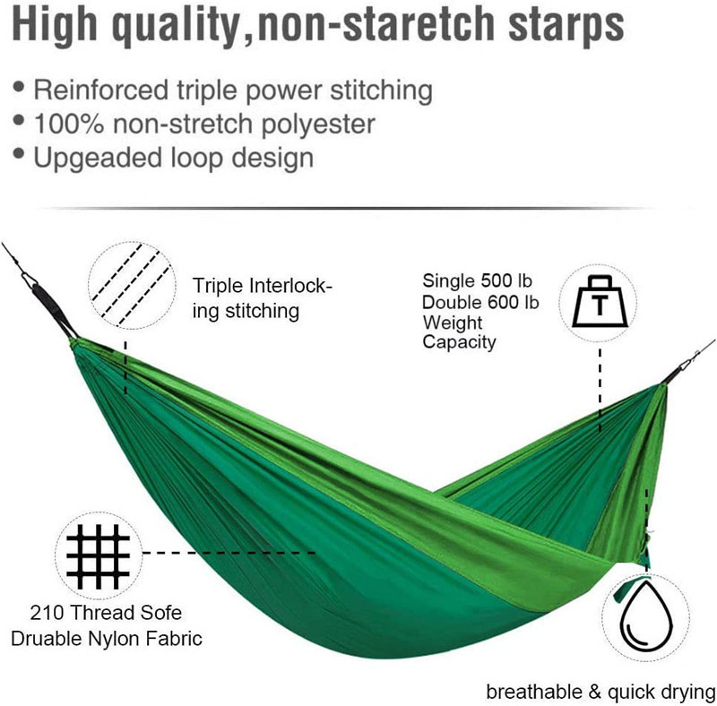 Custom portable nylon hammock waterproof outdoor double hammock suspension sky camping for 2 person hammock