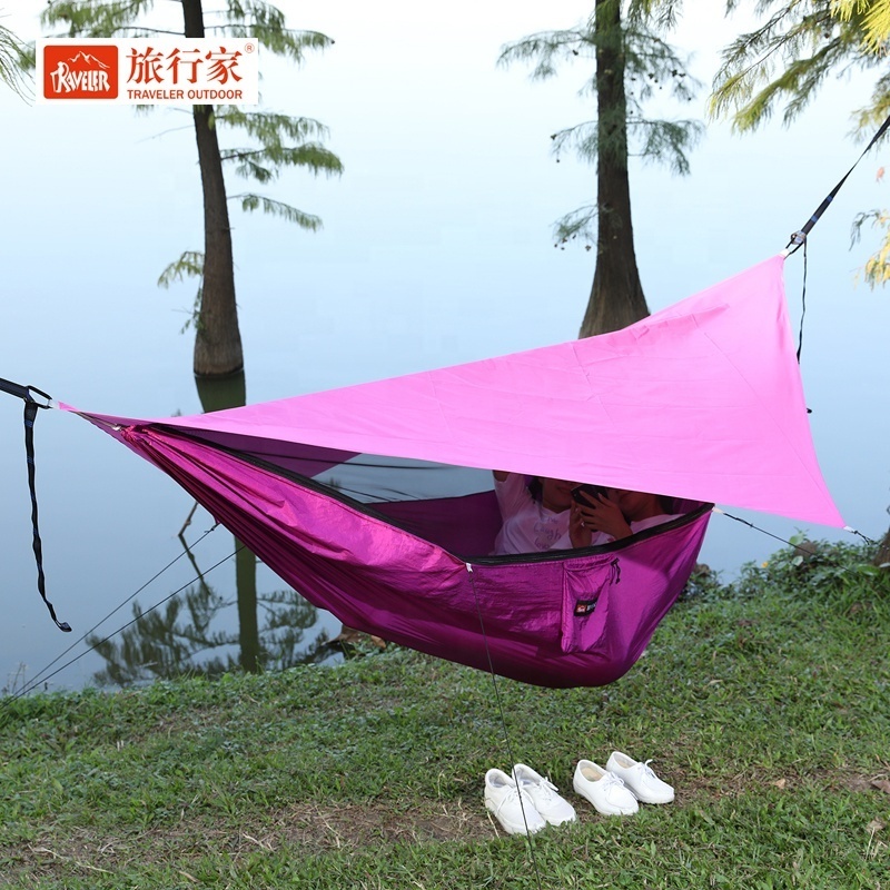 Double Lightweight Camping Hammock Outdoor Hammock With Mosquito Net Swings Strap Hook Double Hammock with Mosquito Net