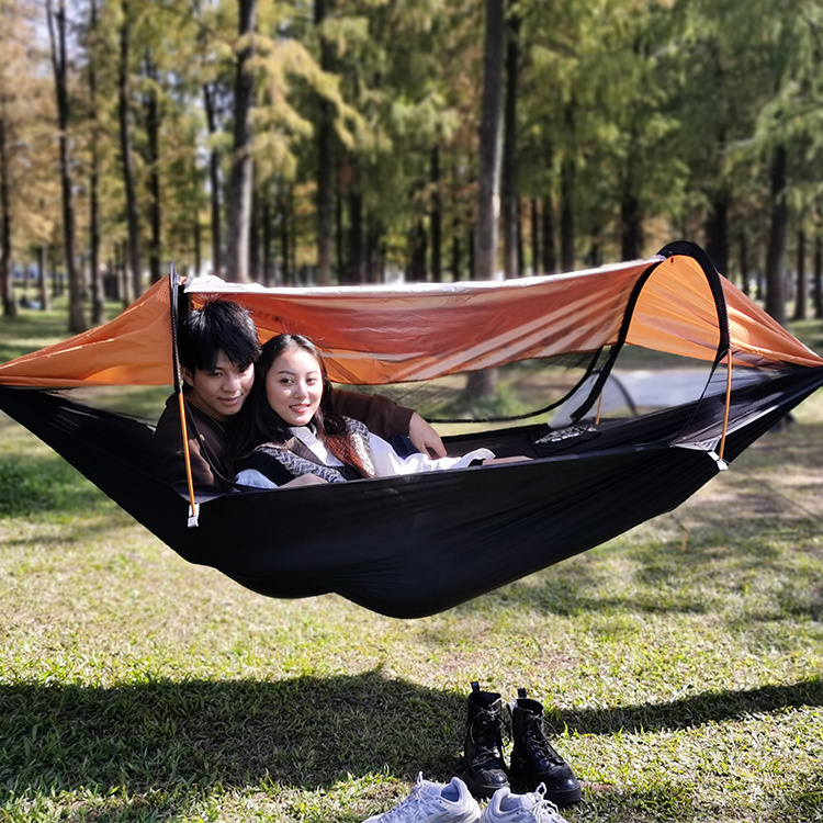 Portable ultralight family tepee hammock folding outdoor travel camping mosquito tree hanging tent with hammock