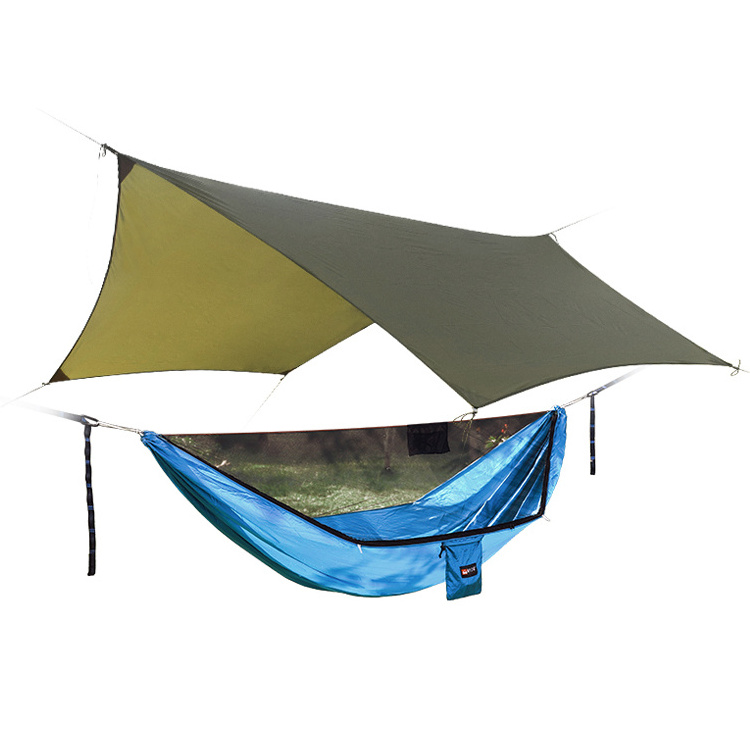 Camping hiking light hammocks mosquito net awning two person hammock rain cover