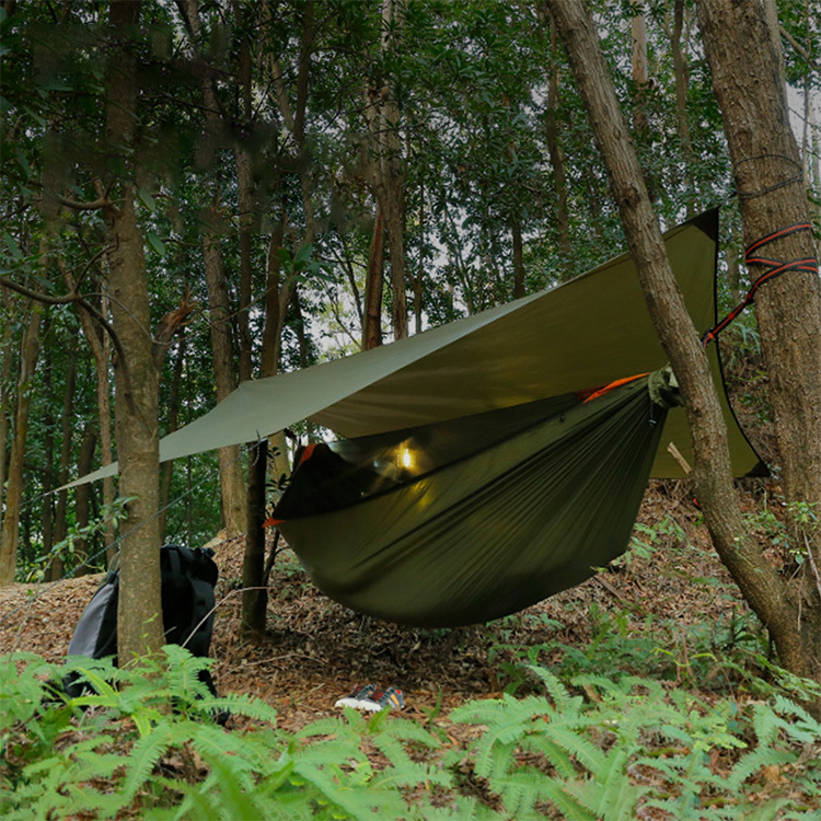 Custom Camping Hammock  With Mosquito Net And Rainfly Waterproof Outdoors Hanging Hammock Tent Portable Nylon Hammock