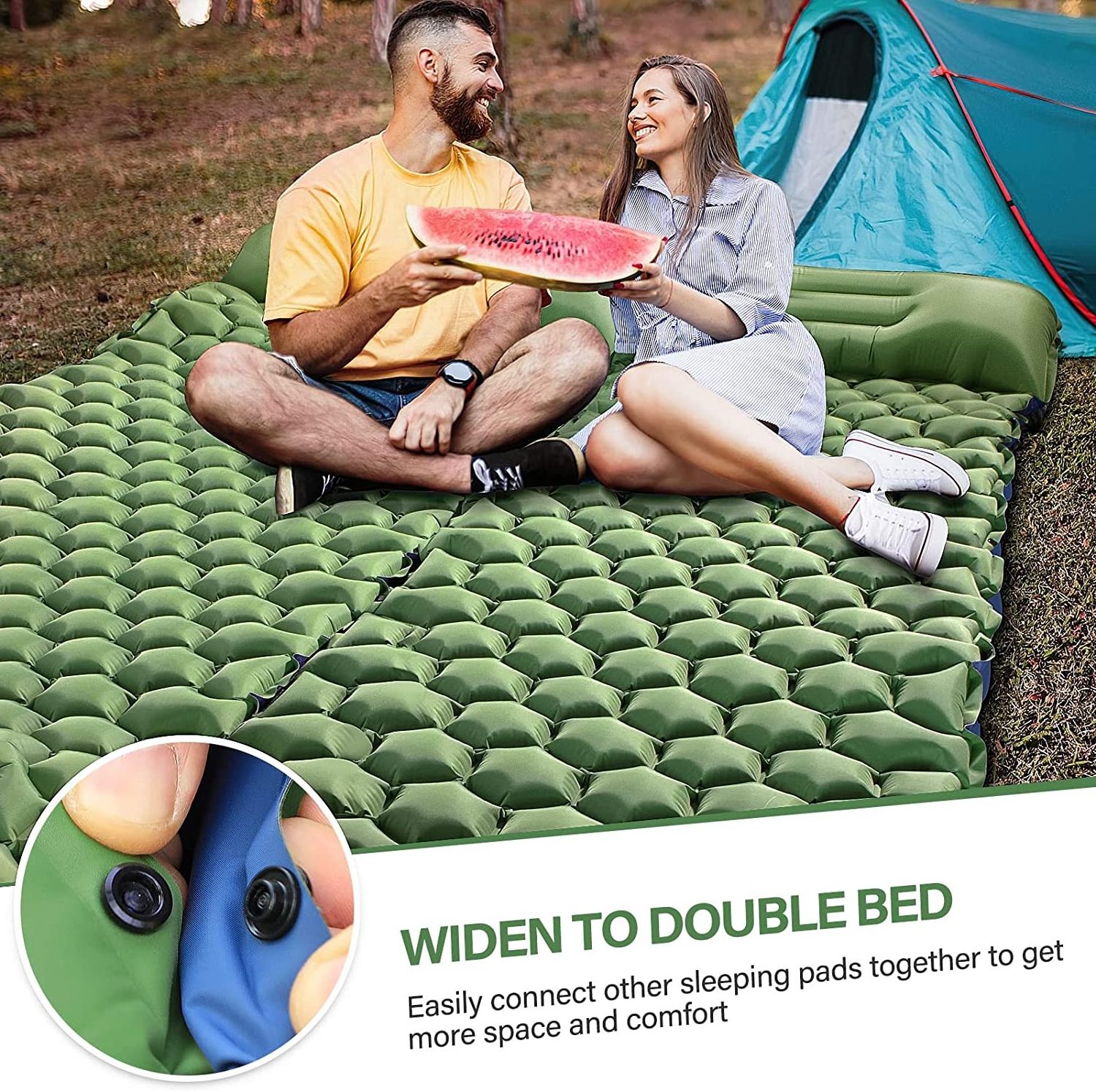 Foot Pump Inflatable Compact for Camping Backpack Camping Mat with Pillow Camping Sleeping Pad