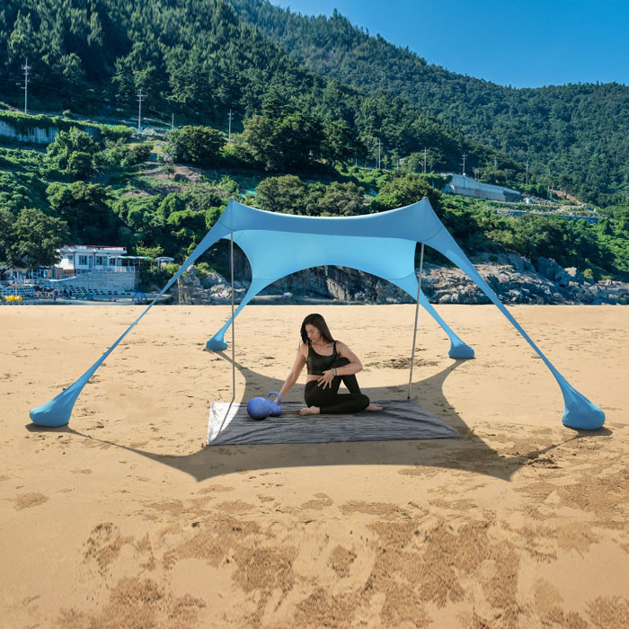 Large Anti UV Portable Sun Shade Umbrella Beach Tent Pop Up Camping Beach Canopy Cabana Sun Shelter Set