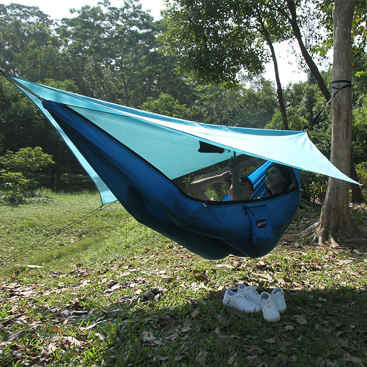 Waterproof Anti-Mosquito Shade Canopy Mosquito Net Hammock Set Wild Custom Camping Outdoors Aerial Swing Hammock Tent