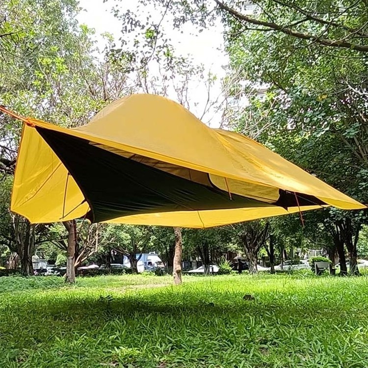 Aerial Folding Portable Mesh Hammock Tree Tent Traveling Outdoor Camping Family Big Triangle Anti-mosquito Hammock